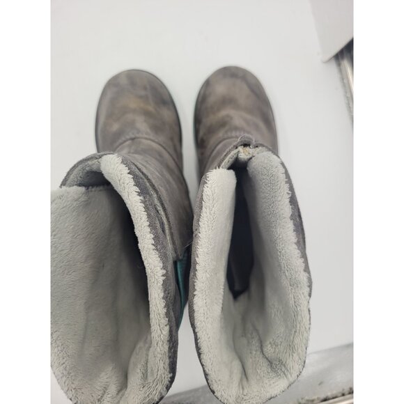 Sorel Rylee Boots Girls 4 Gray Suede Camo Camouflage Faux Fur Lined Waterproof - Picture 8 of 12